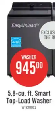 The Brick LG 5.8 Cu. Ft. Smart Top-Load Washer with EasyUnload and AI Sensing - Platinum Black - WT8200CL offer