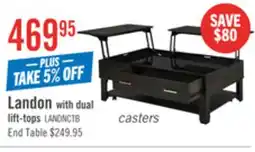 The Brick Landon 48 Modern Lift Top Coffee Table With Storage, Shelf and Casters - Dark Brown offer