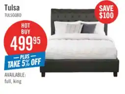 The Brick Tulsa Upholstered Platform Bed in Grey Vegan-Leather Fabric, Button Tufted - Queen Size offer
