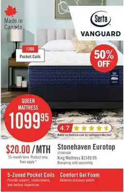 The Brick Serta Vanguard Stonehaven Eurotop Firm Queen Mattress offer