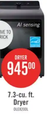 The Brick LG 7.3 Cu. Ft. Electric Dryer with AI Sensing and ThinQ - Platinum Black - DLE8200L offer