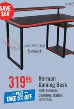 The Brick Herman 50 Gaming Office Desk - Black with Red Trim offer