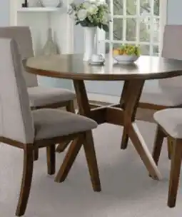 The Brick Chelsea 5pc Dining Set with Table & 4 Taupe Chairs, 48W Round - Walnut Brown offer