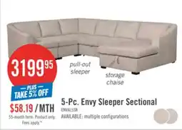 The Brick Envy 5- Piece Right-Facing Chenille Fabric Sleeper Sectional with Storage Chaise - Almond Beige offer