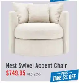 The Brick Made in Canada Sofa Lab Customizable Nest 42 Fabric Swivel Accent Chair – Chenille White offer