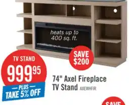 The Brick Axel 74 Modern Electric Fireplace TV Stand with Storage and Cable Management for TVs up to 85- Taupe offer