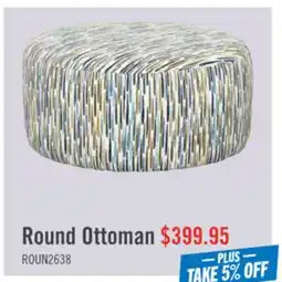 The Brick Made in Canada Customizable Sofa Lab Round 38 Fabric Ottoman – Capri Accent Fabric offer