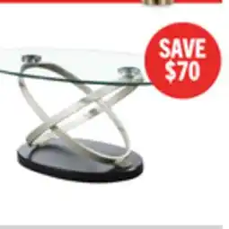The Brick Vikki 48 Modern Oval Glass Top Coffee Table - Glass with Metal Base offer