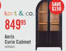 The Brick Kort & Co Aeris 36 Arched Curio Cabinet with Glass Doors – Matte Black and Natural Oak offer
