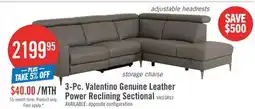 The Brick 3-Pc. Valentino Genuine Leather Power Reclining Sectional offer