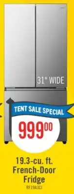 The Brick Hisense 32 19.3 Cu. Ft. Counter-Depth French Door Refrigerator - Stainless Steel - RF19A3CSEI offer