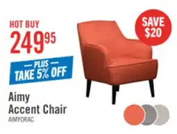 The Brick Aimy 28 Linen Look Fabric Accent Chair with Cylindrical Wood Legs - Orange offer