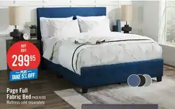 The Brick Page Upholstered Bed in Blue Linen-Look Fabric, Button Tufted - Full Size offer
