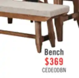 The Brick Cedar Dining Bench with Polyester Fabric, Pine Wood, Trestle-Base, 60W - Brown offer