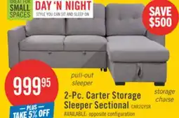 The Brick Carter 2-Piece Right-Facing Linen-Look Fabric Sleeper Sectional with Storage Chaise - Solis Grey offer