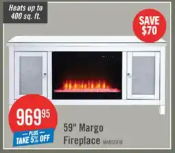 The Brick Margo 59 Glam Electric Fireplace TV Stand with Storage and Cable Management for TVs up to 65- Silver offer