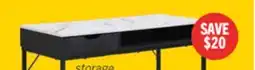 The Brick Jensen 40 Desk with Marble-Look Top and Storage – Black offer