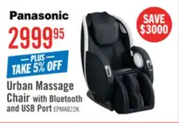 The Brick Panasonic Urban 29.5 Leather-Look Fabric Massage Chair with Bluetooth and USB Port - Black offer