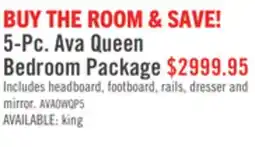 The Brick Ava 5pc Bedroom Set with Bed, Dresser & Mirror, LED, Glam, White - Queen Size offer