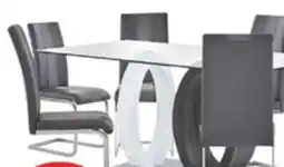 The Brick Jaye 7pc Dining Set with Table & 6 Chairs, Glass Top, Pedestal Base, 63W - Grey & White offer