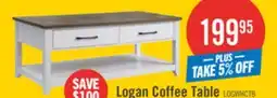 The Brick Kort & Co. Logan 47.25 Traditional Coffee Table with Storage and Shelf - White and Walnut Oak offer