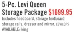 The Brick Levi 5pc Bedroom Set with Storage Bed, Dresser & Mirror, Wooden, Drift Grey - Queen Size offer