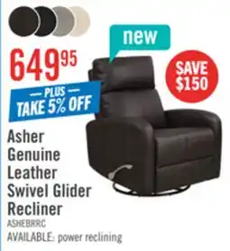 The Brick Asher 31.5 Genuine Leather Swivel Glider Reclining Chair – Dark Brown offer