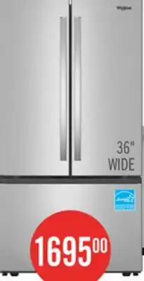The Brick Whirlpool 36 31 Cu. Ft. French-Door Refrigerator with Ice Maker - Stainless Steel - WRFF3136SZ offer
