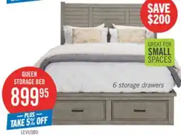 The Brick Levi Platform Storage Bed with Headboard & Frame, Wooden, Drift Grey - Queen Size offer