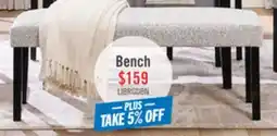 The Brick Libra Dining Bench with Polyester Fabric, 48W - Grey offer