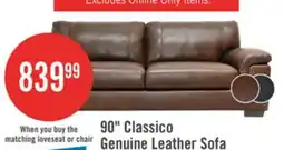The Brick Classico 90 Genuine Leather Sofa with Wood Legs – Tobacco offer