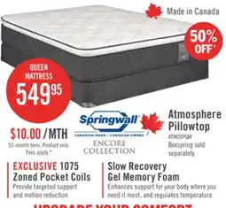 The Brick Springwall Encore Atmosphere Pillowtop Medium Queen Mattress offer