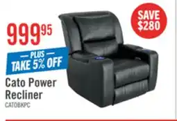 The Brick Cato 36.50 Leather-Look Fabric Power Reclining Chair with Power Headrest and Dual Cupholders - Black offer