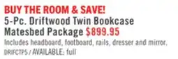 The Brick Driftwood Mates Bed 5pc Set with Storage Headboard, Dresser & Mirror, Brown - Twin Size offer