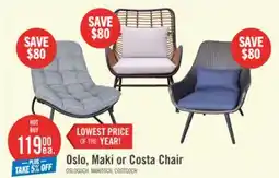 The Brick Oslo Outdoor Patio Lounger Chair - Hand-Woven Resin Wicker & Metal, UV & Weather Resistant - Grey offer