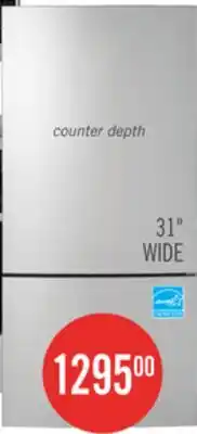 The Brick GE 31 17.7 Cu. Ft. Counter-Depth Bottom-Freezer Refrigerator - Stainless Steel - GBE17HYRFS offer