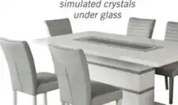The Brick Garbo 7pc Dining Set with Table & 6 Chairs, Glass Insert, Pedestal Base, Glam, 78.75W - White offer