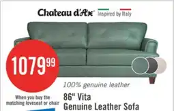 The Brick Vivia 86 Genuine Leather Sofa with Removable Seat Cushions and Wood Base - Caramel Brown offer