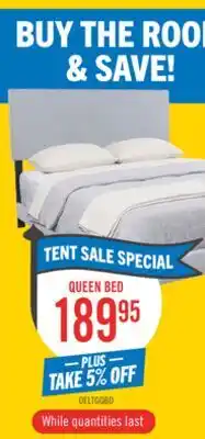 The Brick Delta Upholstered Bed in Grey Polyester Fabric - Queen Size offer