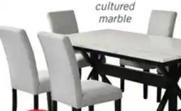 The Brick Verona 7pc Dining Set with Table & 6 Chairs, Culture Marbled Top, Trestle Base, 70W - White offer
