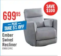 The Brick Ember 36 Fabric Swivel Glider Reclining Chair - Silver Cotton offer