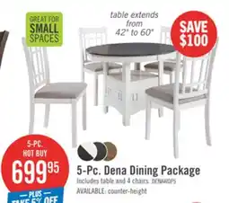The Brick Dena 5pc Dining Set with Table & Chairs, 42-60W Extension, Round - Dove Grey offer