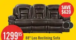The Brick Leo 87.5 Leather-Look Fabric Reclining Sofa - Walnut Brown offer