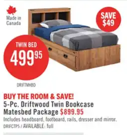 The Brick 5-Pc. Driftwood Twin Bookcase Matesbed Package offer