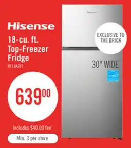 The Brick Hisense 30 18 Cu. Ft. Top-Mount Refrigerator - Stainless Steel - RT18A2FID offer