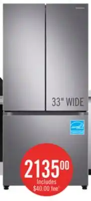 The Brick Samsung Bespoke AI 33 25 Cu. Ft. 3-Door French Door Refrigerator – Stainless Steel - RF25C5A01SRAA offer