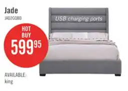 The Brick Jade Upholstered Platform Bed with USB Ports in Grey Fabric - King Size offer