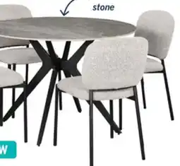 The Brick Luka 5pc Dining Set with Table & 4 Chairs, Sintered Stone Top, Metal, 43.5W Round - Grey/Taupe offer