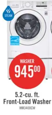 The Brick LG 5.2 Cu. Ft. Front-Load High-Efficiency Washer - White - Stackable - WM3400CW offer