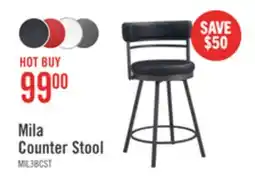 The Brick Mila Counter-Height Stool with Swivel Seat & Vegan Leather Fabric, 25H, Metal - Black offer
